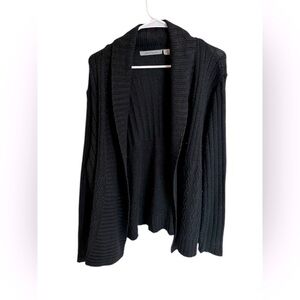 Jason Maxwell Women’s Ribbed Knit Cardigan Open Front Black Size 3X
